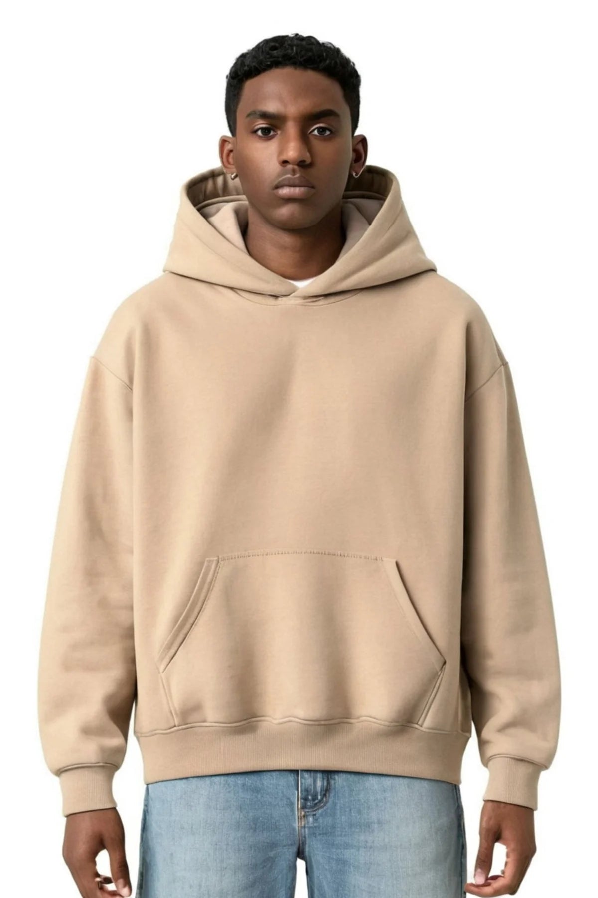 Man in tan hoodie.